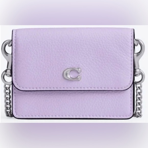 Coach Mini NWT and Box Lavender Leather Wristlet on Chain - Picture 5 of 5